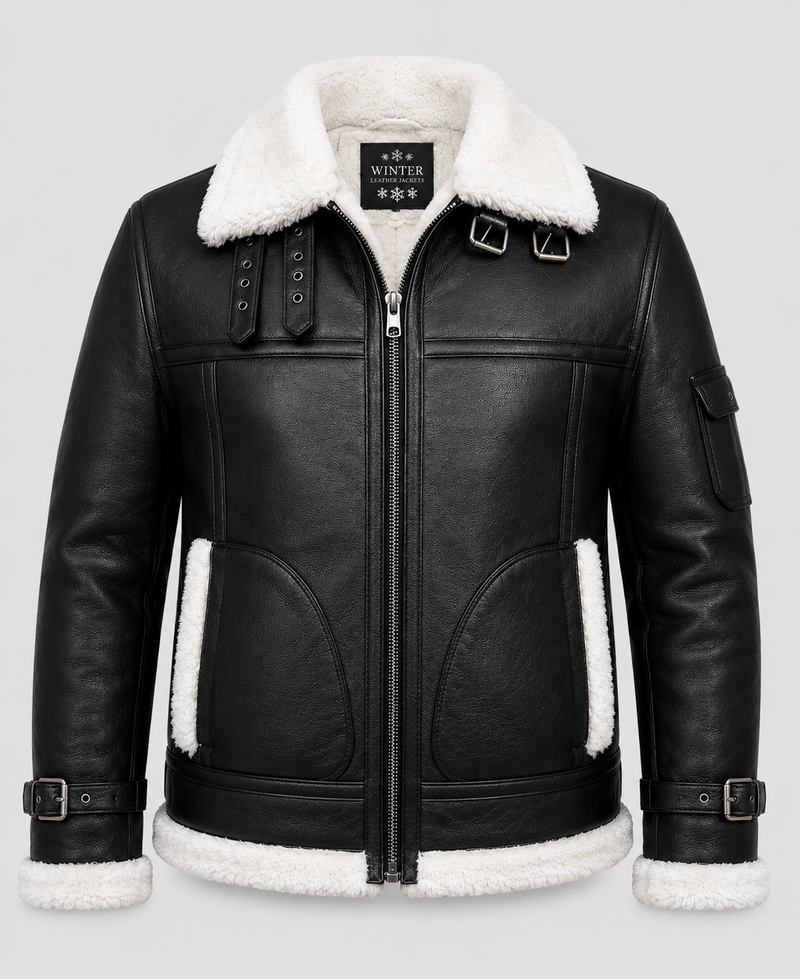 Men's RAF B3 Aviator Shearling Black Bomber Leather Jacket
