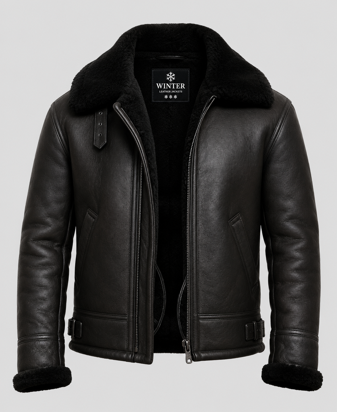 Men's Aviator B3 Black Shearling Leather Jacket