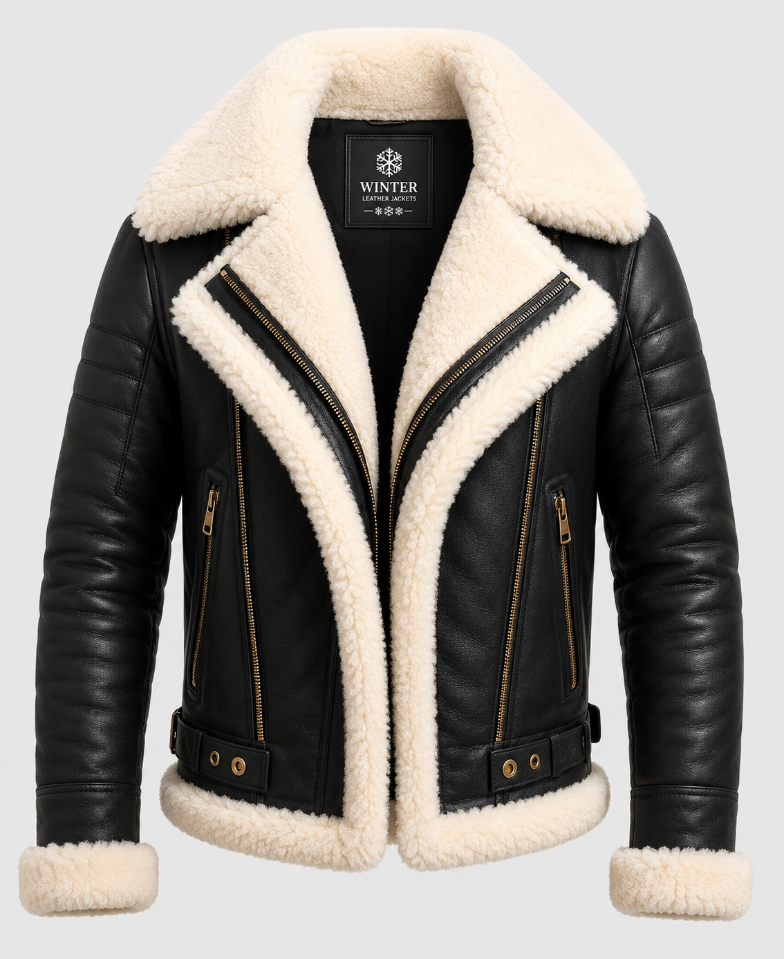Men's Aviator B3 Bomber Black Leather Jacket