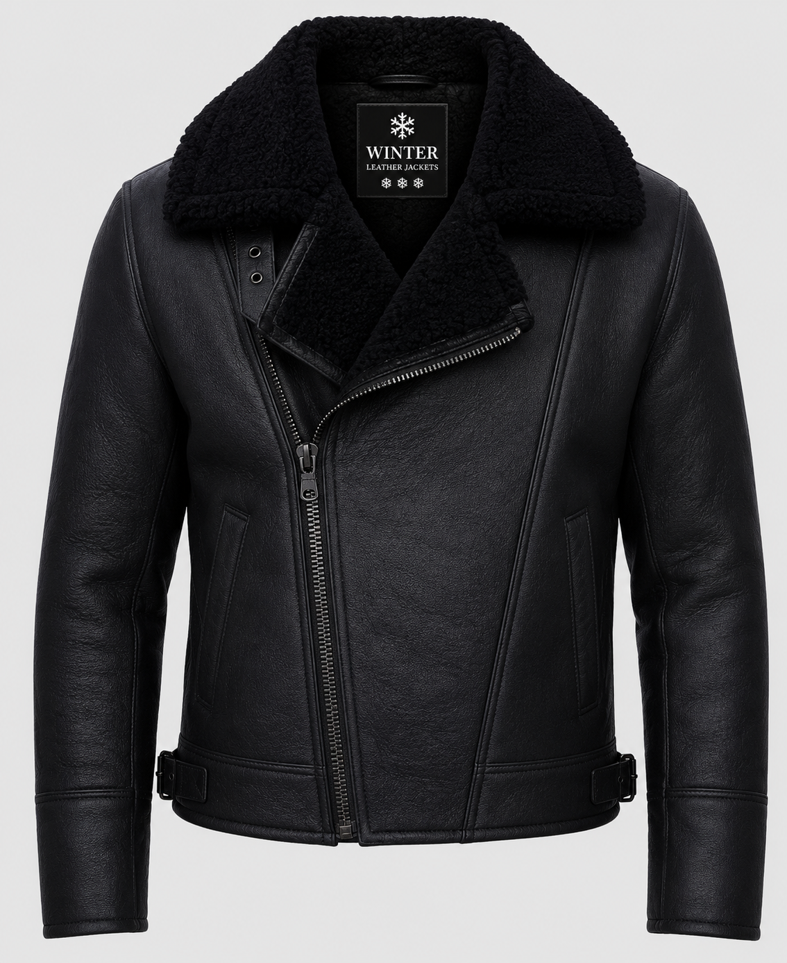 Men’s Aviator Black Leather Shearling Jacket