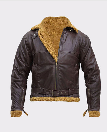 Men's B3 Flying Aviator Pilot Brown Shearling  Jacket