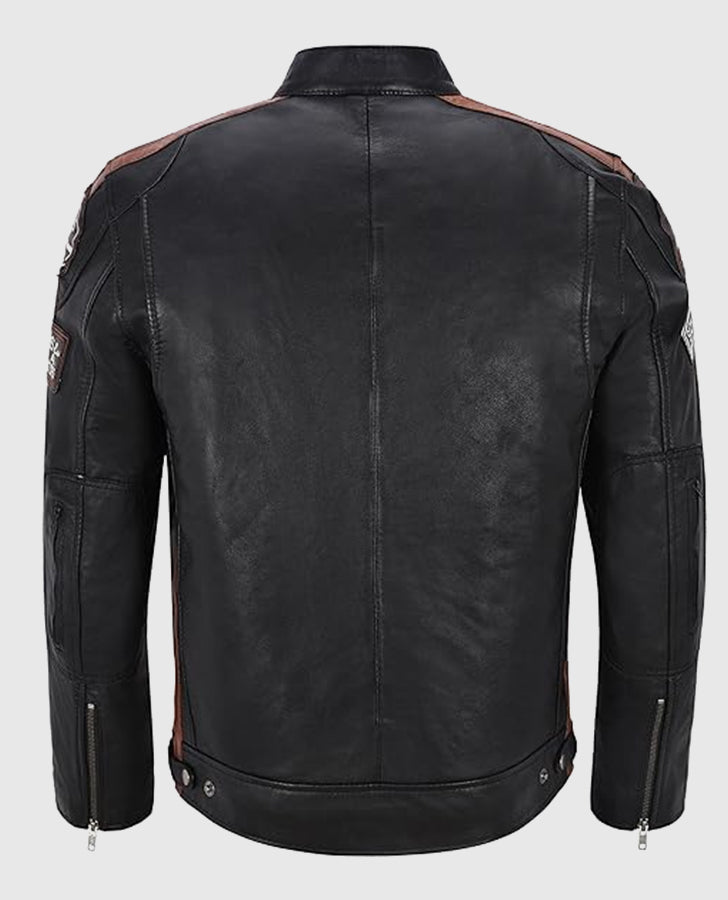 Mens Black Cafe Racer Leather Jacket