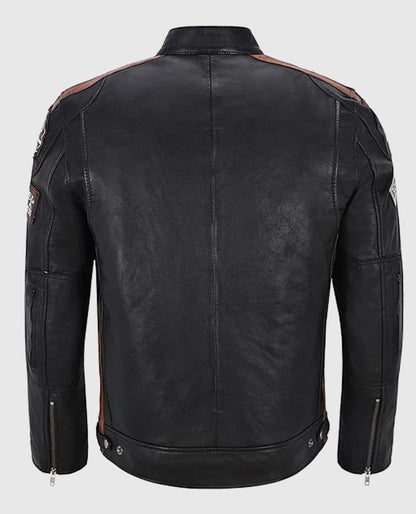 Mens Black Cafe Racer Leather Jacket