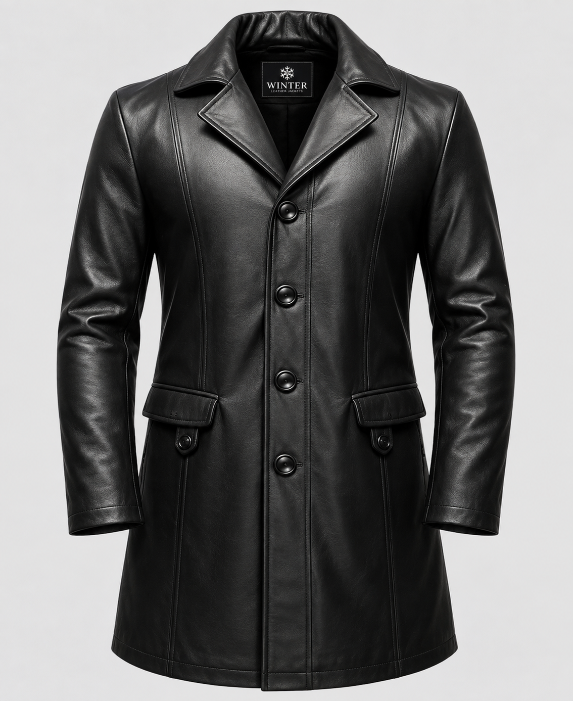 Men's Black Leather Coat