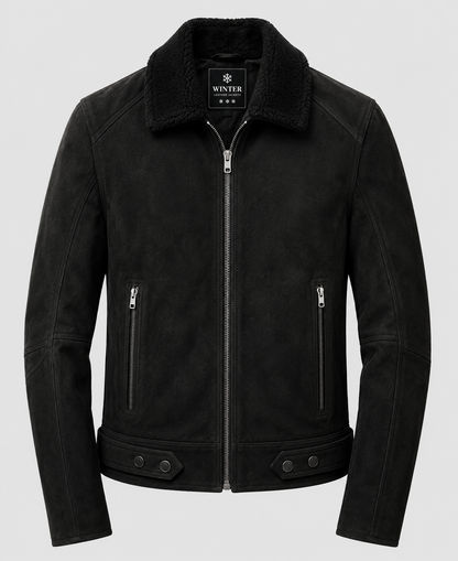 Men's Black Suede Leather Jacket