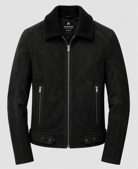 Men's Black Suede Leather Jacket