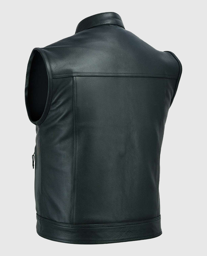 Mens Black Vintage Leather Vest