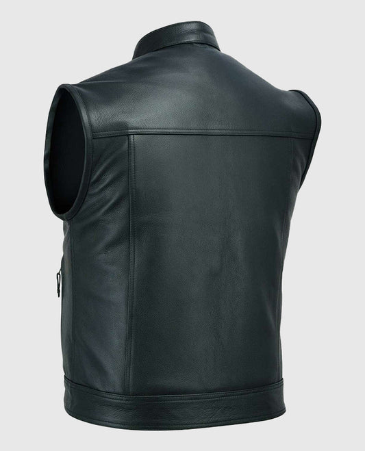 Mens Black Vintage Leather Vest