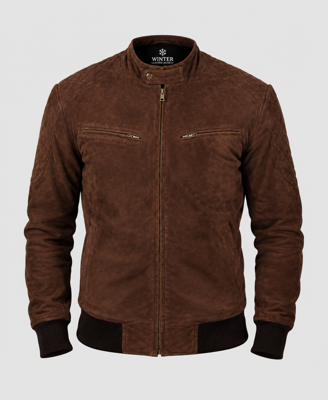 Men's Brown Bomber Suede Leather Jacket