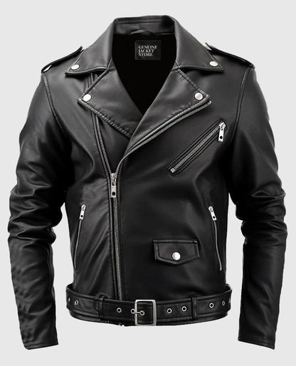 Men's Boulevard Black Biker Leather Jacket