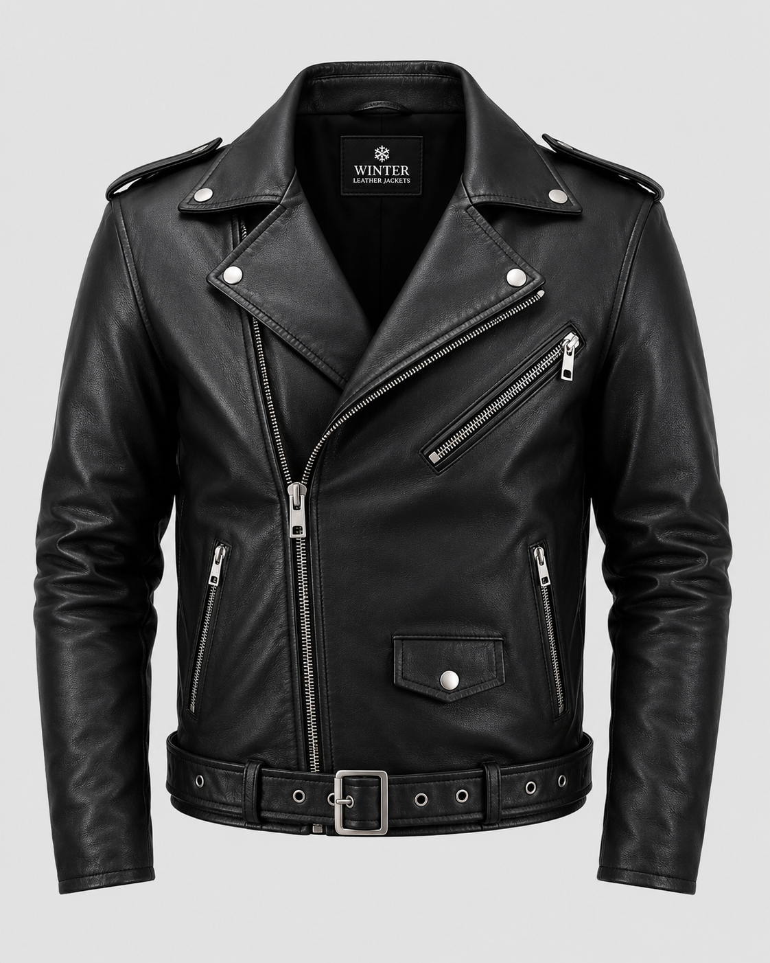 Men's Boulevard Black Leather Biker Jacket