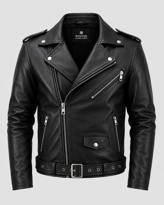 Men's Boulevard Black Leather Biker Jacket