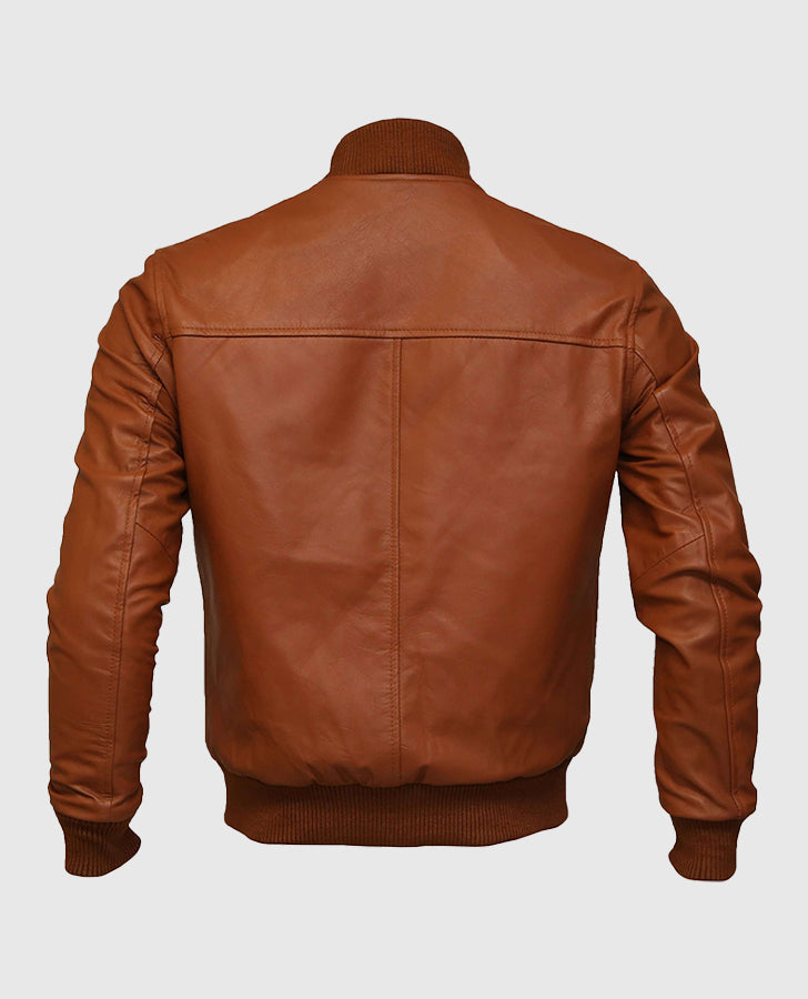 Men's Brown Bomber Leather Jacket