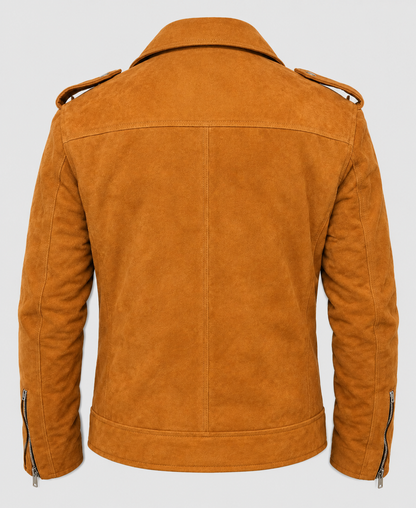 Camel Brown Biker Suede Leather Jacket
