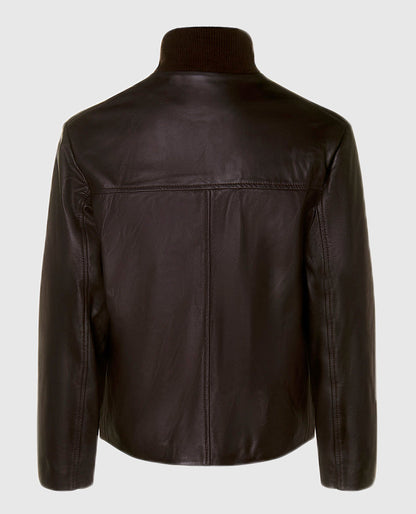 Men's Casino Royale Style Brown Leather Jacket