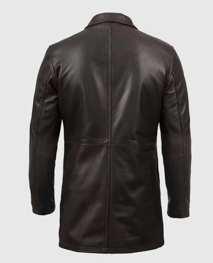 Men's Dark Brown Leather Coat