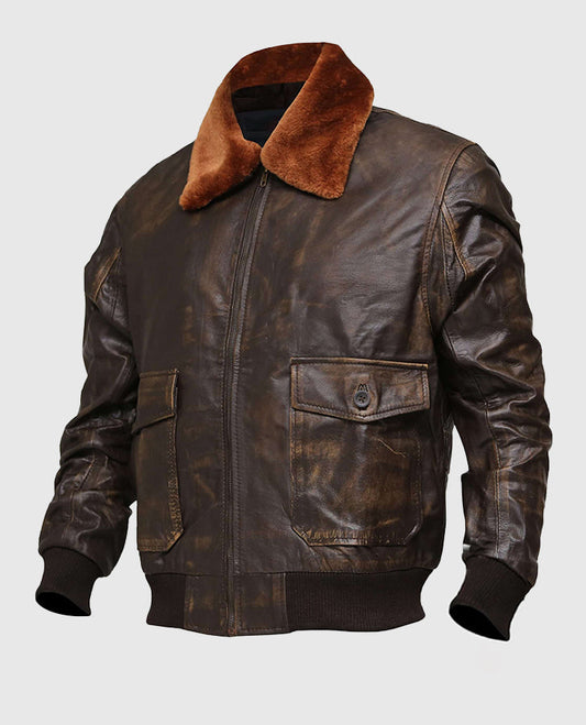 Mens Distressed Brown Leather Jacket