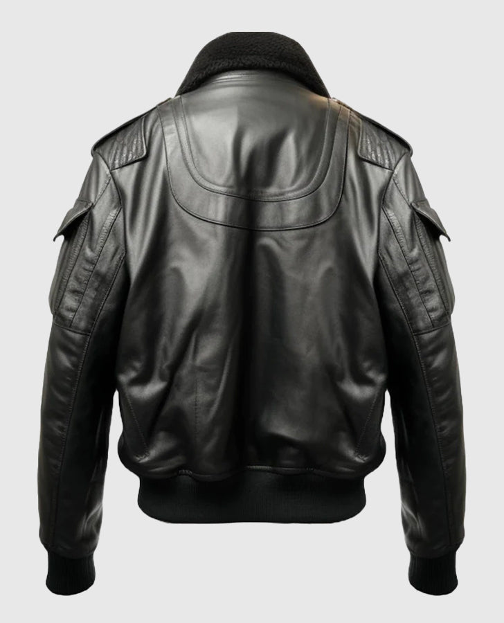Men's Flight Black Bomber Leather Jacket