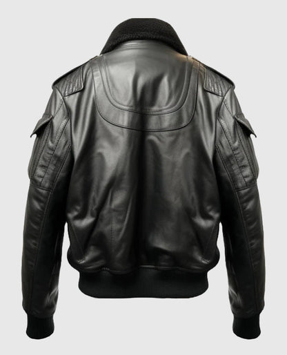 Men's Flight Black Bomber Leather Jacket