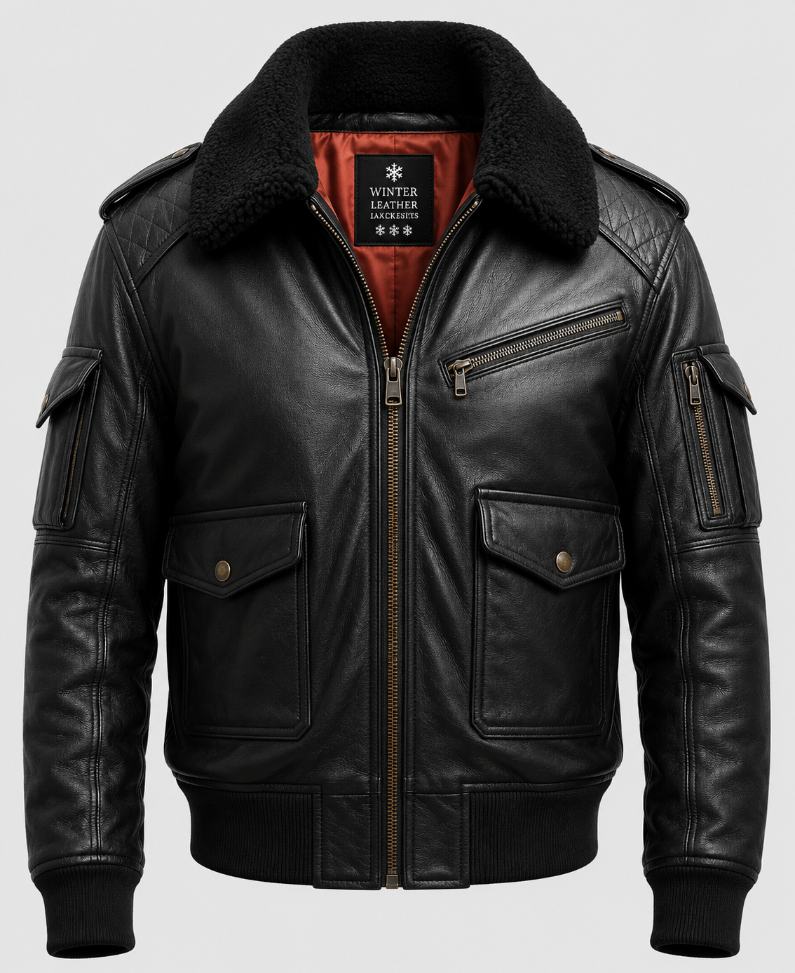 Men's Flight Bomber Black Leather Jacket