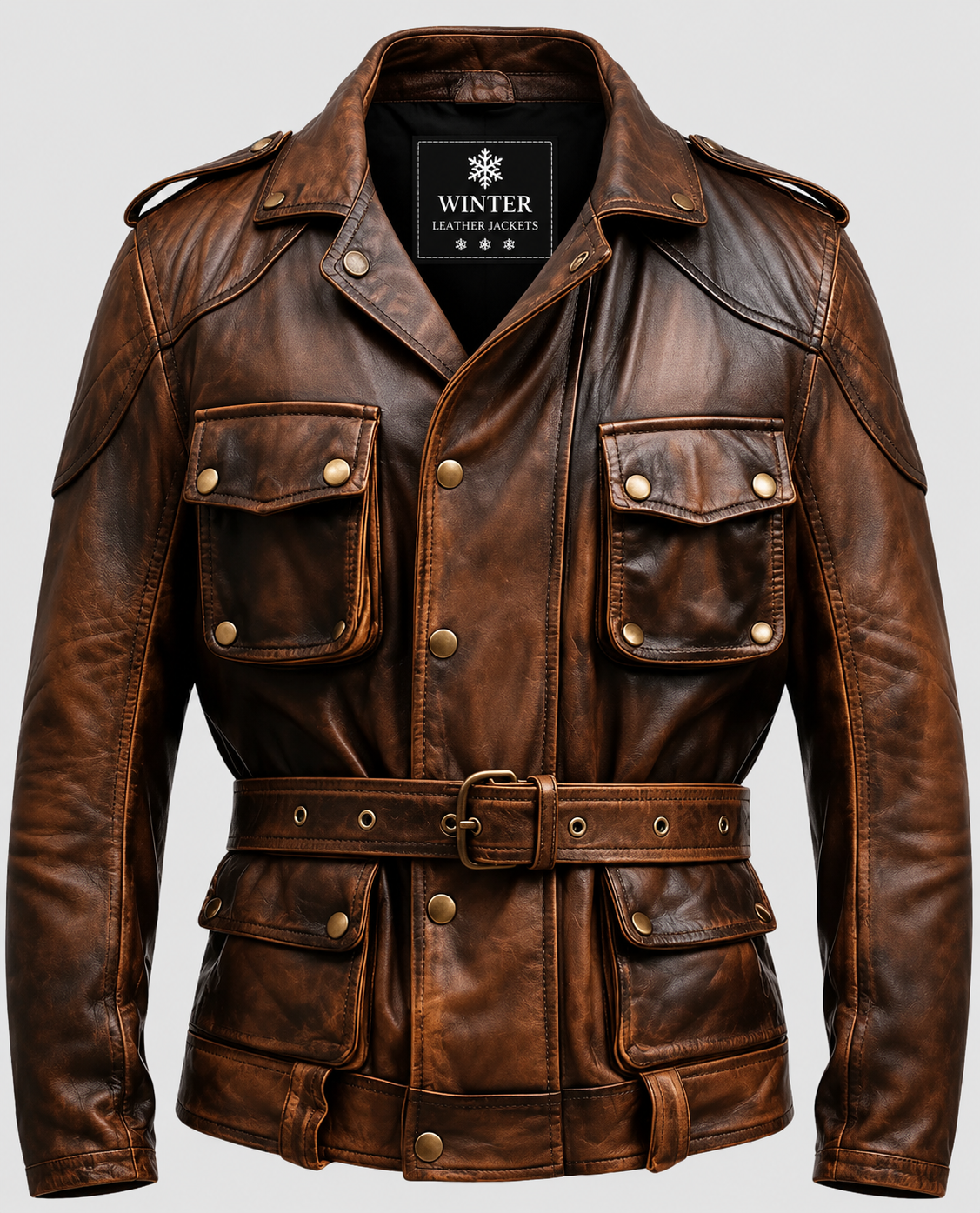 Men's Military Style Vintage Leather Jacket