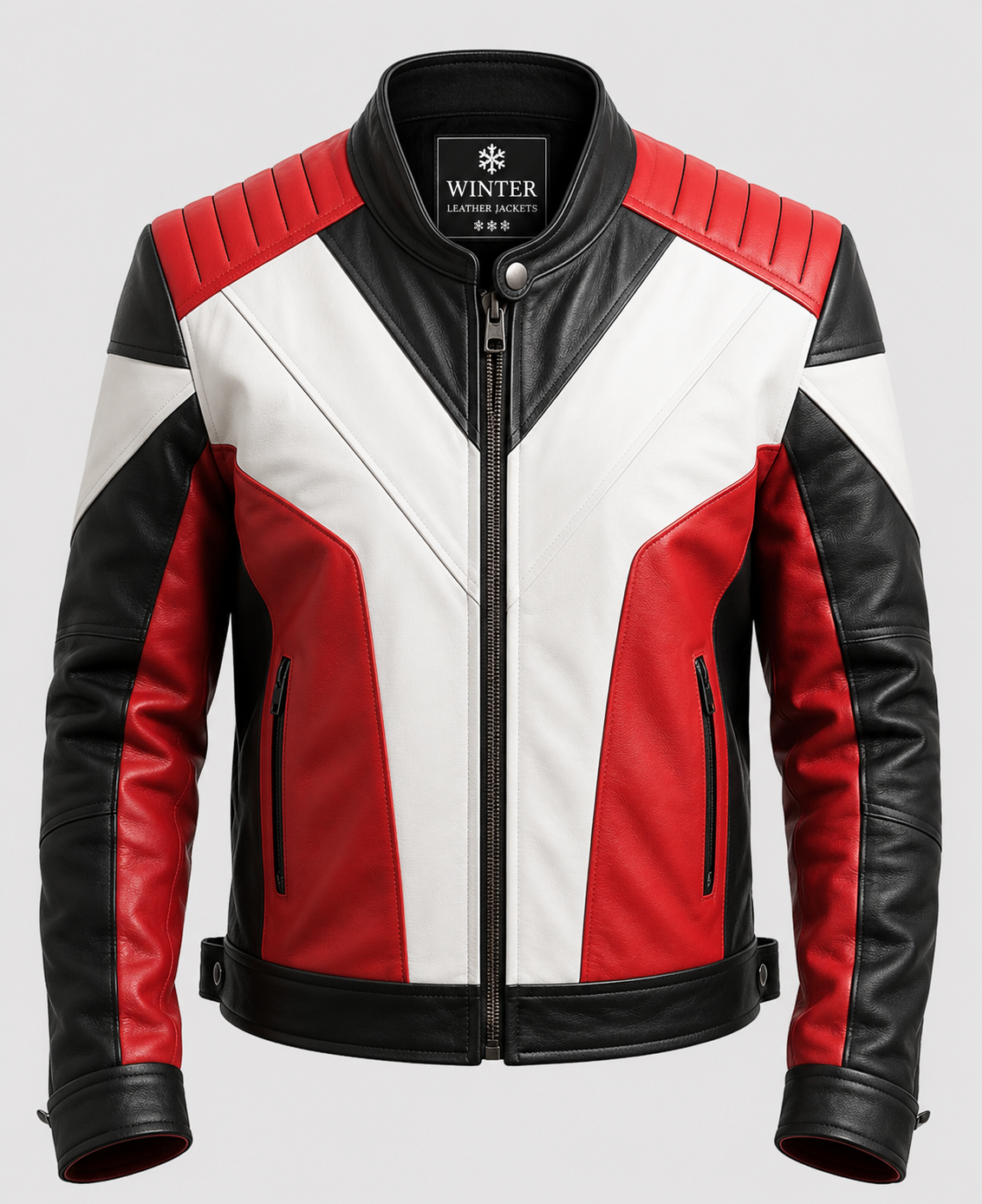 Men's Red & Black Faux Leather Jacket