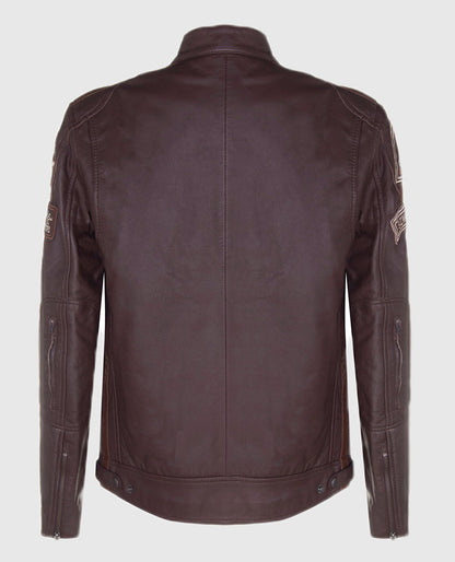 Men's SIZMA Brown Cafe Racer Style Leather Jacket