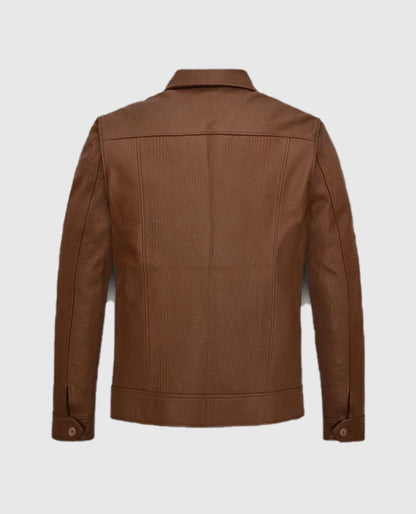 Men's Shirt Collar Style Leather Jacket