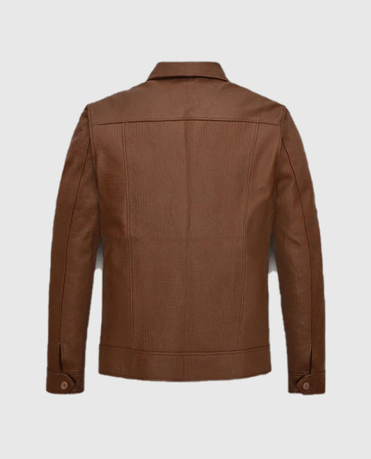 Men's Shirt Collar Style Leather Jacket
