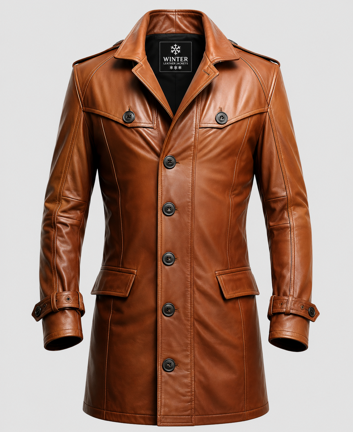 Men's Tan Brown Leather Coat