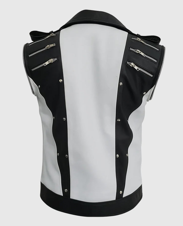 Michael Jackson Black and White Leather Jacket
