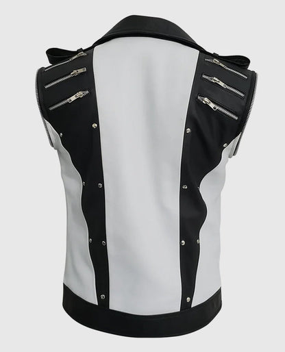 Michael Jackson Black and White Leather Jacket
