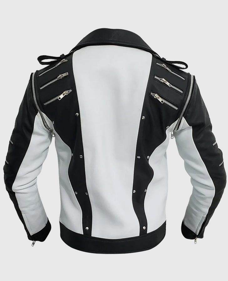 Michael Jackson White and Black Leather Jacket
