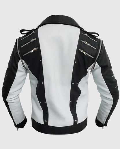 Michael Jackson White and Black Leather Jacket

