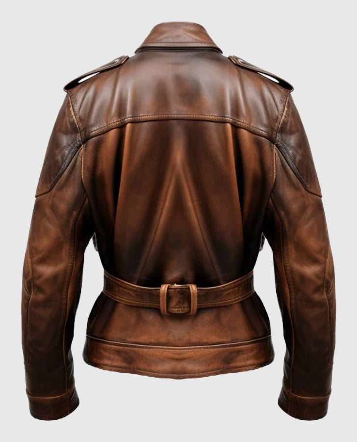 Military Style Vintage Leather Jacket for Men