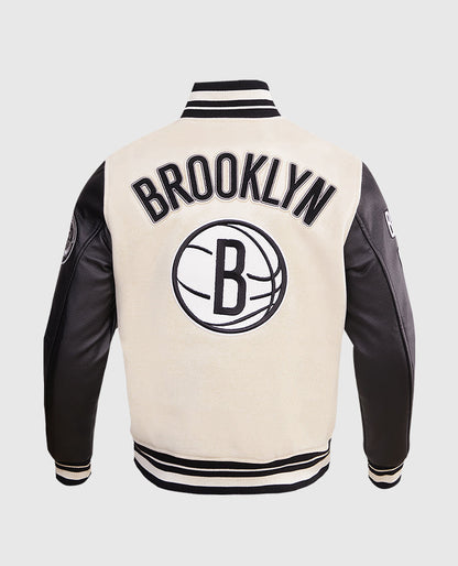 NBA Brooklyn Nets Black & White Varsity Jacket