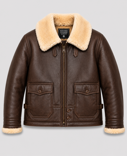 Navy M-445A Flight Brown Shearling Leather Jacket