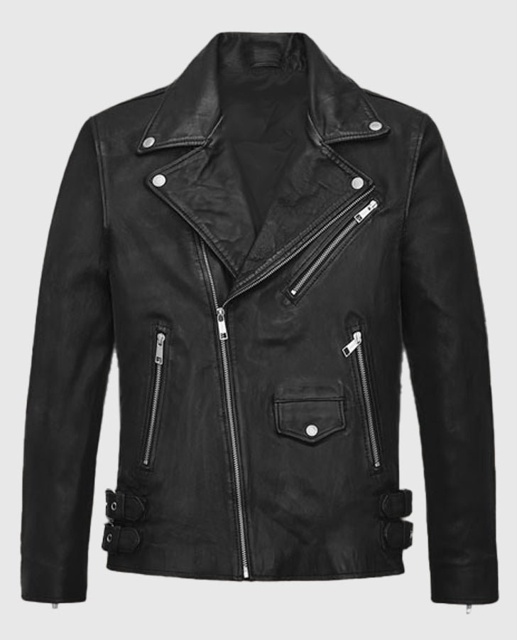 Nicholas Hoult Black Biker Leather Jacket