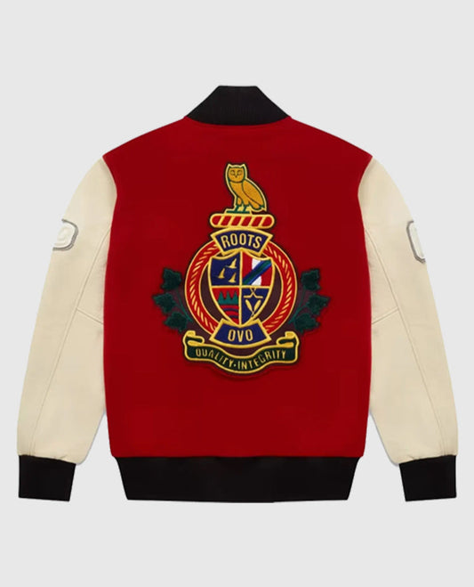 OVO Roots Red Varsity Jacket Red