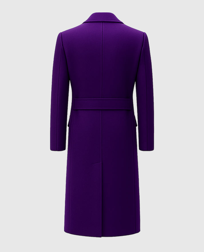 Purple Double-Breasted Long Trench Coat