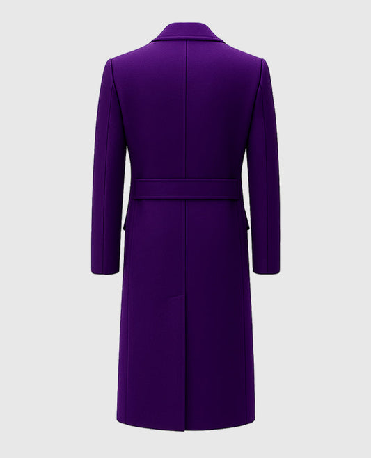 Purple Double-Breasted Long Trench Coat
