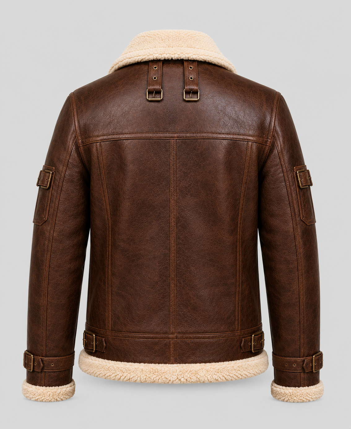 RAF B3 Aviator Brown Shearling Bomber Leather Jacket
