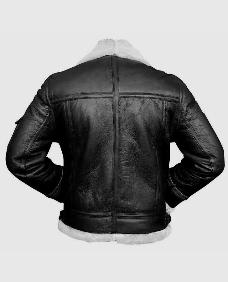 RAF B3 Aviator Shearling Bomber Black Jacket