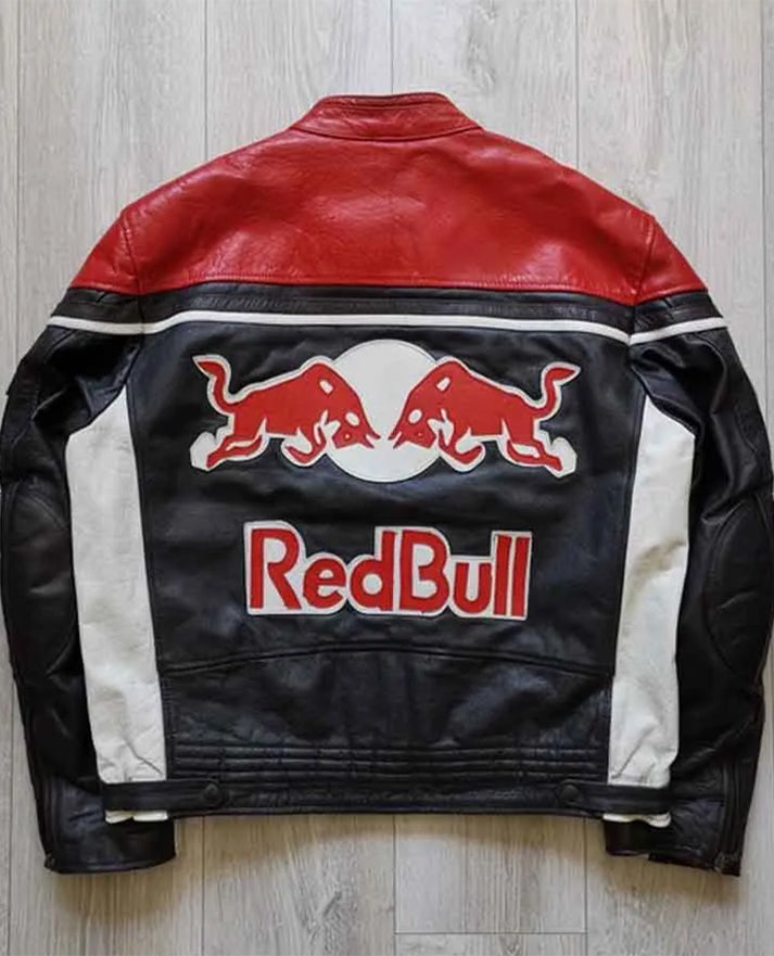 RED BULL Racing Red Black Leather Jacket
