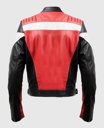 Red & Black Faux Leather Jacket for Men
