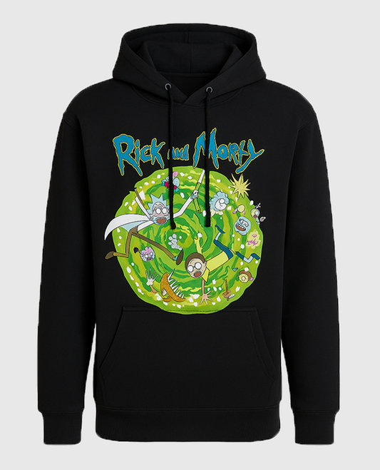 Rick and Morty Portal Collage Black Hoodie