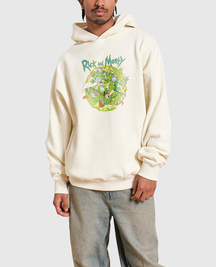 Rick and Morty Portal Collage Cream Hoodie