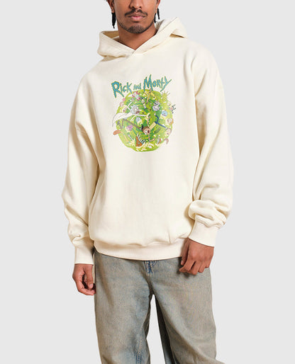 Rick and Morty Portal Collage Cream Hoodie