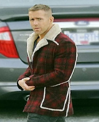 Ryan Reynolds Wade Wilson Red Shearling Jacket