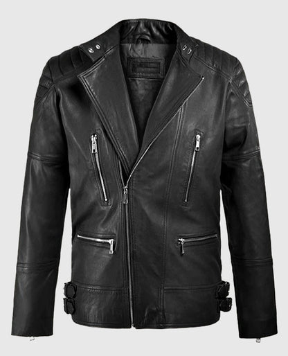 Shotgun Black Moto Leather Jacket